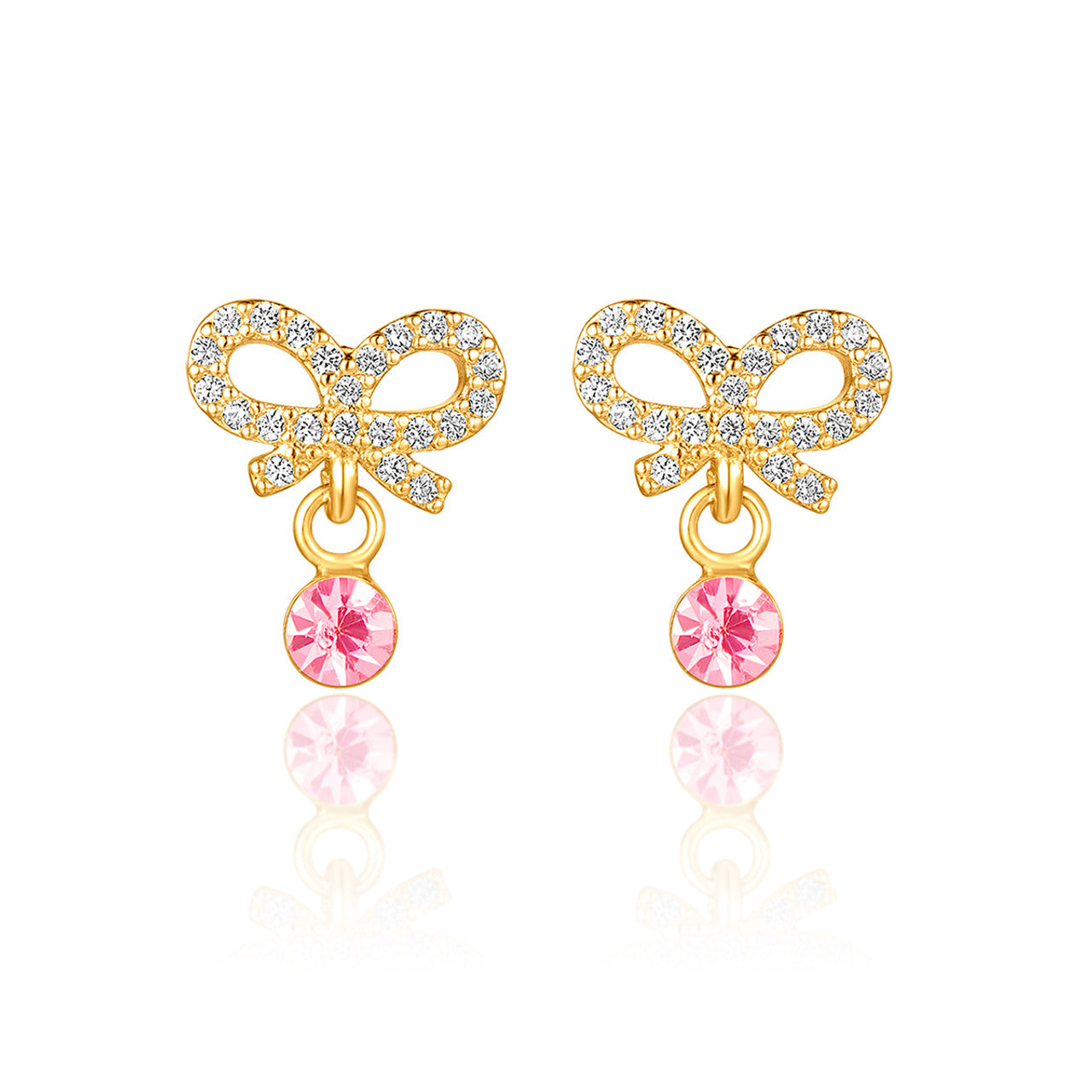 Cutie Enamel Studs Crystal Bow with CZ Earrings for Kids