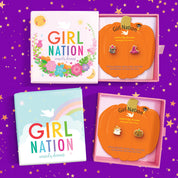 Gift-ready stud earrings for kids, featuring hypoallergenic surgical steel and a secure safety back, beautifully packaged for your granddaughter's special occasion.