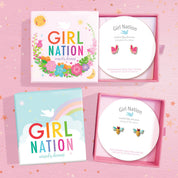Girl Nation Canada hand-wrapped packaging for kids' capybara stud earrings
