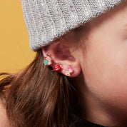 Classic Red Ladybug clip-on earrings for kids, featuring a hypoallergenic and pain-free design. A favorite animal jewelry gift for girls with unpierced ears.