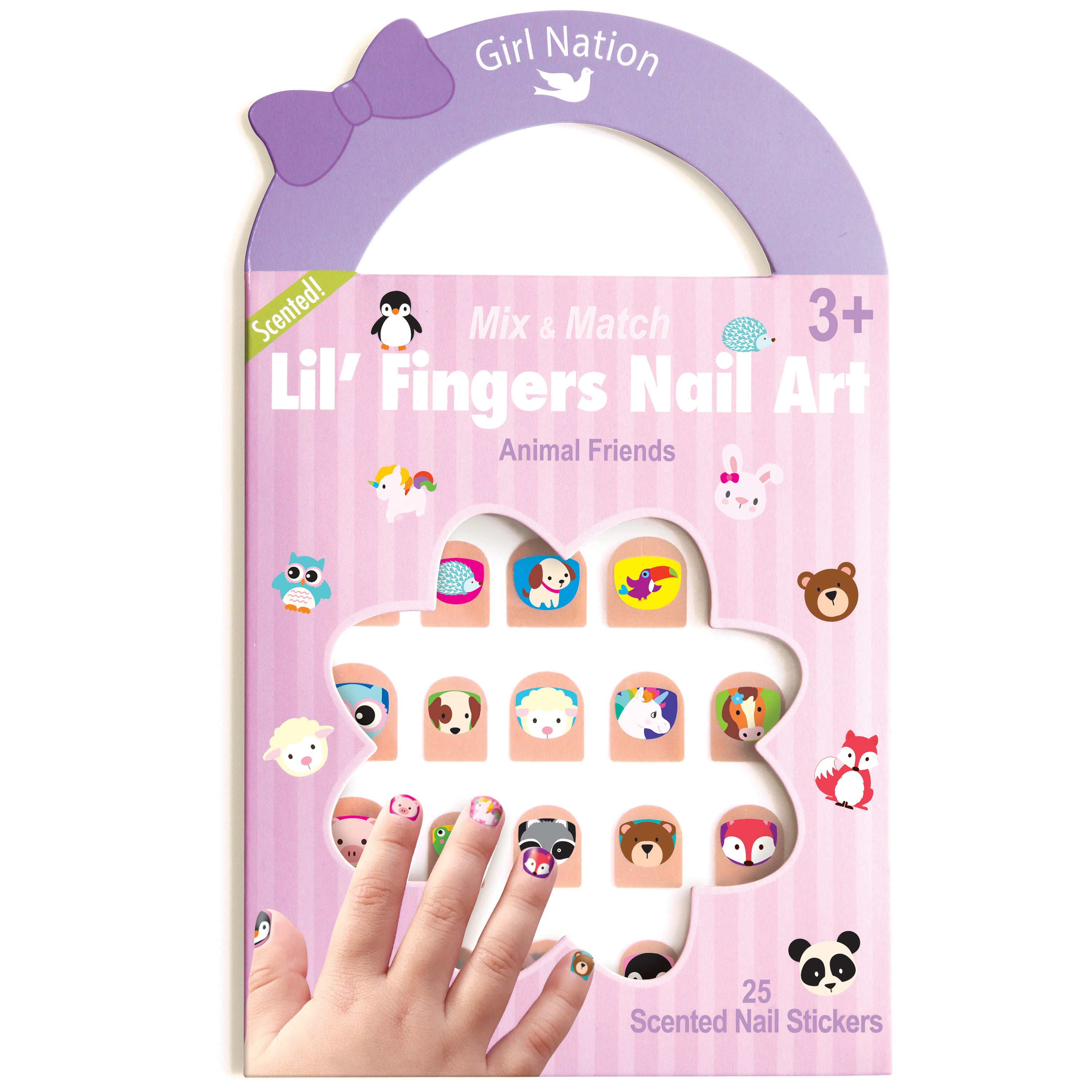 Easter gift scented animal nail stickers for girls. Non-toxic kids accessories and perfect Easter basket stuffer by Girl Nation Canada.