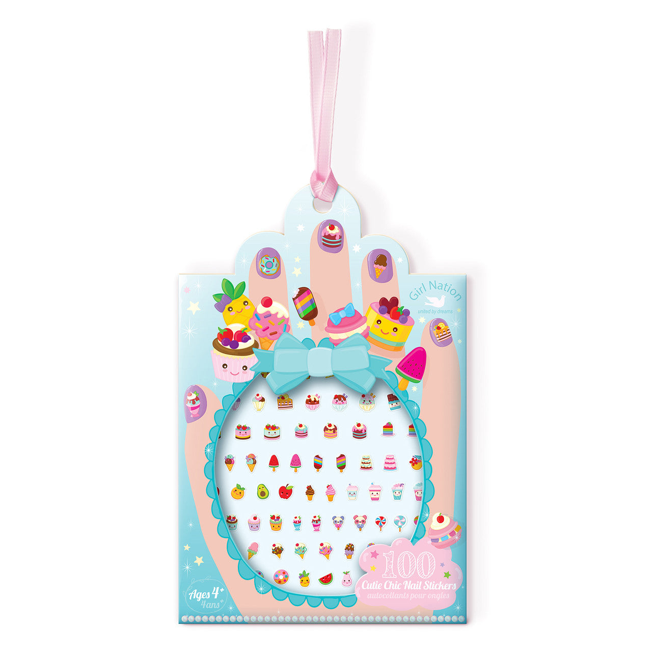 Fun Cutie Chic Sweet Shop candy-themed nail stickers for kids with 100+ sugar-free designs. A high-quality gift for your niece that allows for endless creative "no-mess" manicure styling.