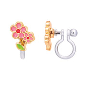 Cute Valentine gift for girls featuring pink flower clip on earrings perfect for Easter basket stuffers. Official distributor of Girl Nation Canada offering fast shipping on safe, comfortable earrings.