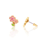 Delicate Little Pink Flower stud earrings for girls, designed with 316L surgical steel for maximum safety. A sweet floral gift for sensitive ears that is family-approved.