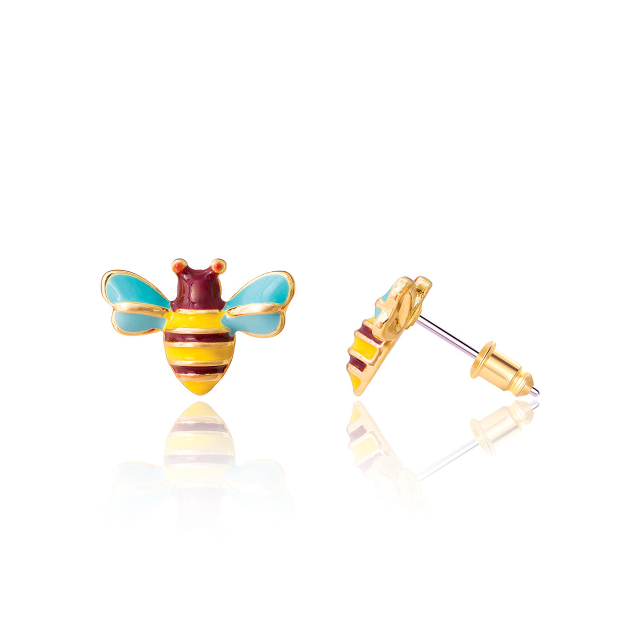 Adorable Buzzing Bee stud earrings for girls, featuring a secure safety back and skin-safe materials. A sweet and safe gift for granddaughters with sensitive ears.