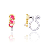 Magical Seahorse clip-on earrings for kids, designed with a secure-lock clip for a comfortable fit on unpierced ears.