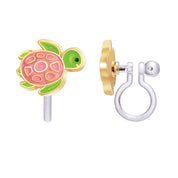 Fun Turtle animal clip-on earrings for kids, featuring a secure stay-on clip and a hypoallergenic design. A safe and comfortable gift for sensitive ears.