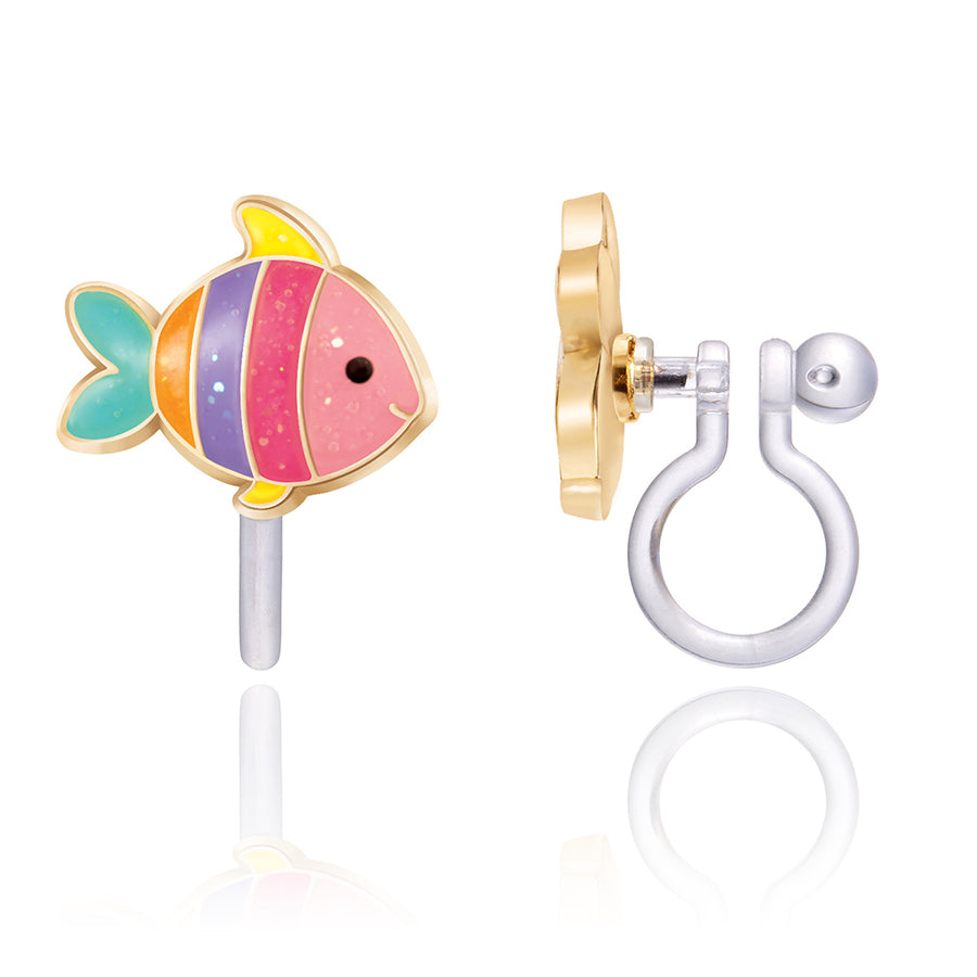 Cute summer vacation gift for girls featuring underwater-themed clip on earrings perfect for beach trips or birthdays. Official distributor of Girl Nation Canada offering fast shipping on safe, comfortable earrings.