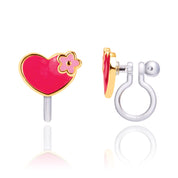 Beautiful Hearts and Flowers clip-on earrings for kids, featuring a secure-fit and pain-free design. A sweet and hypoallergenic jewelry gift set for girls.
