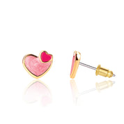 Sweet Double Heart stud earrings for kids, perfect for a Valentine's Day jewelry gift. Made with nickel-free surgical steel and a secure-fit safety back for active children.