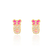 Graceful Crystal Ballet Shoe stud earrings for kids, featuring a hypoallergenic and secure-fit safety back. A cherished gift for granddaughters who love dance.