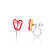 Graceful Ballet Dreams clip-on earrings for kids, featuring a secure and comfortable clip that stays on unpierced ears.