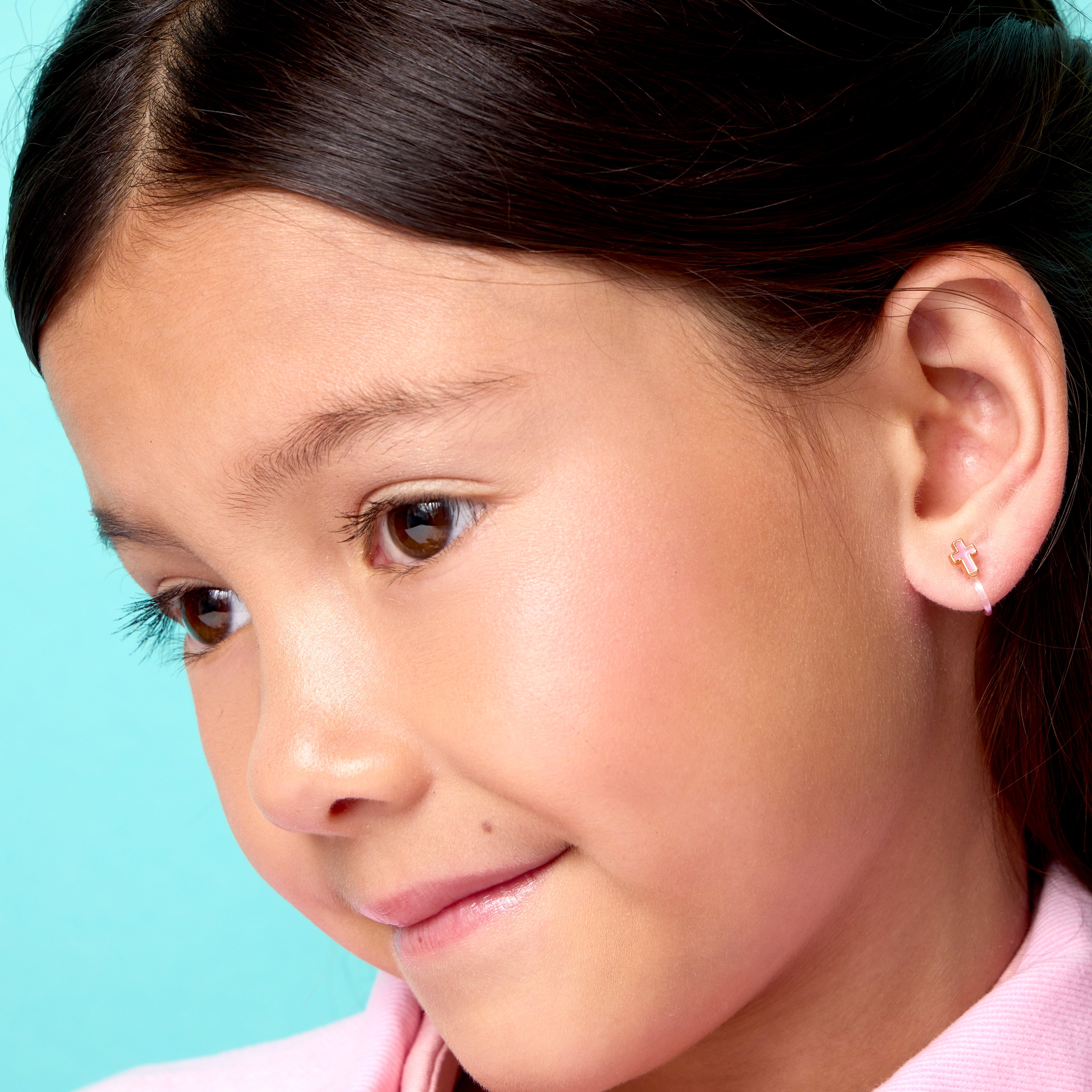 Kids Clip-on Earrings | Pink Cross