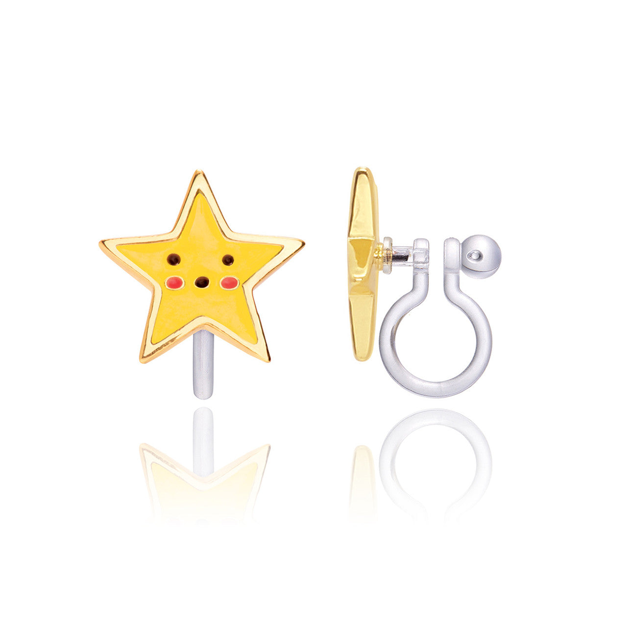 Radiant Shining Star clip-on earrings for girls, featuring a stay-on secure clip and a lightweight, pain-free fit.