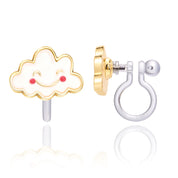Easter gift happy cloud clip-on earrings for girls. Hypoallergenic kids earrings and perfect Easter basket stuffer by Girl Nation Canada.