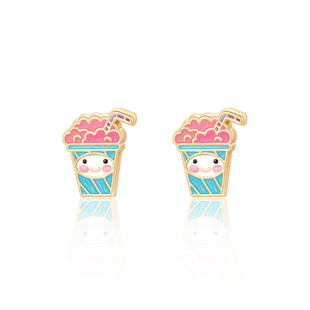 Fun What's Shakin' milkshake stud earrings for kids, ideal for Holiday promotions and gifts. Featuring a secure safety back and skin-safe surgical steel.