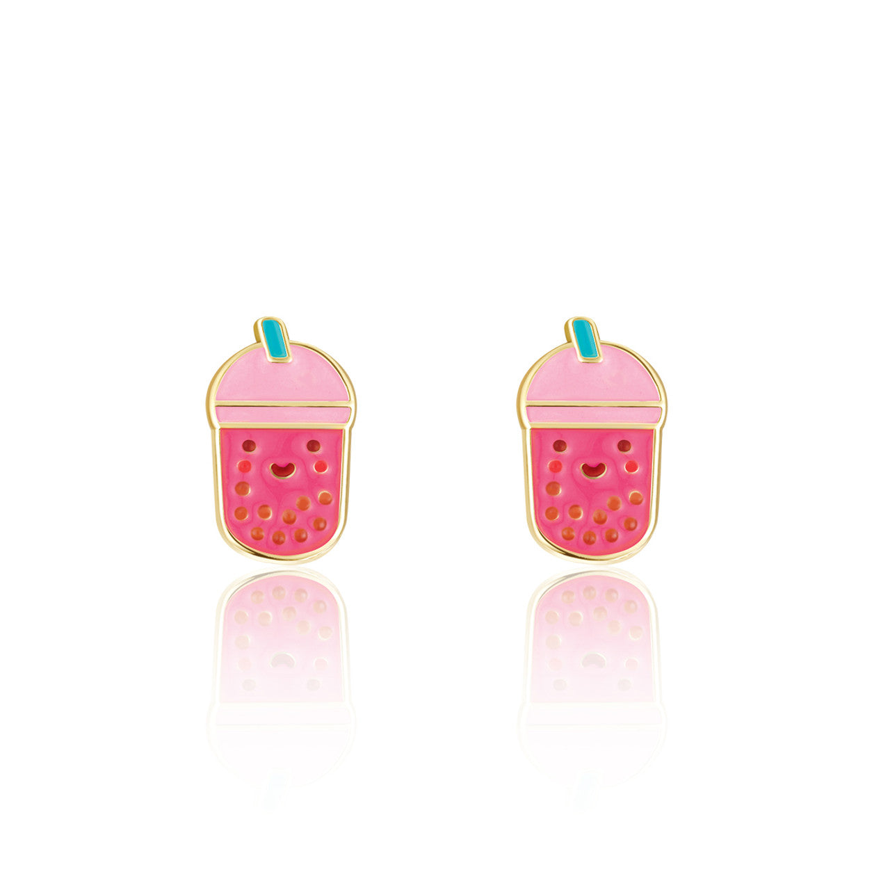 Trendy Boba Tea bubble tea stud earrings for kids, designed with 316L surgical steel and a protective safety back. A fun and modern gift for granddaughters.
