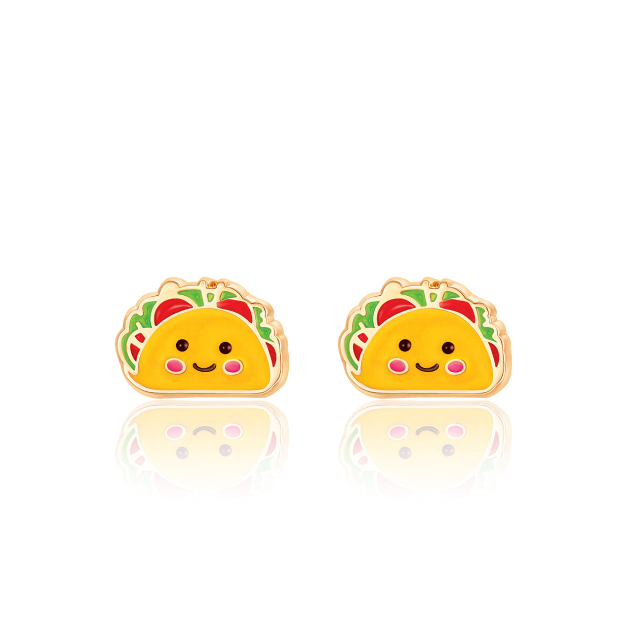 Tasty Taco food stud earrings for kids, featuring a hypoallergenic and secure-fit safety back. A unique and safe Holiday gift for girls with sensitive ears.