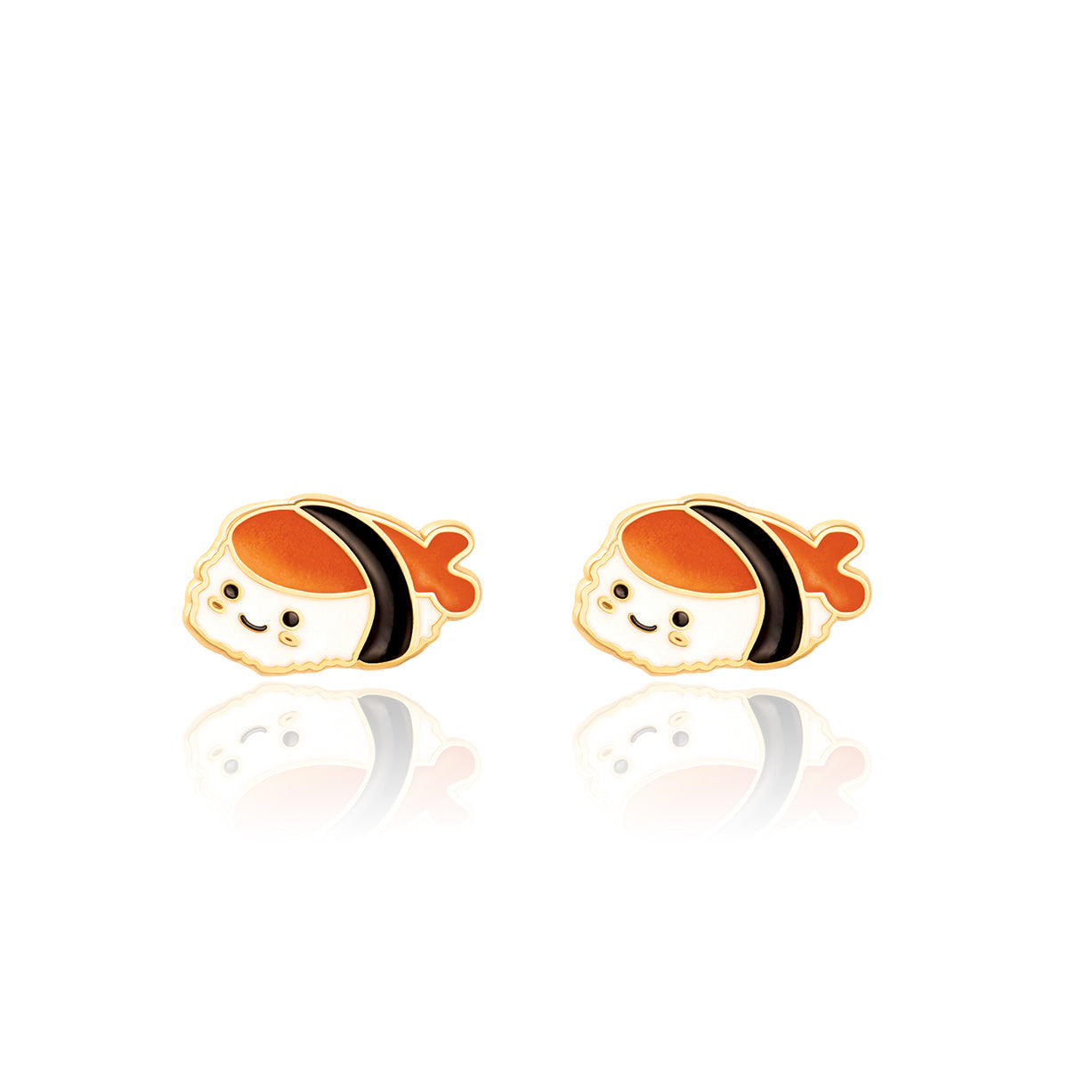 Fun Sushi Time food-themed stud earrings for girls, an ideal Holiday gift. Made with nickel-free materials and a secure stay-on safety back for festive fun.