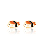 Fun Sushi Time food-themed stud earrings for girls, an ideal Holiday gift. Made with nickel-free materials and a secure stay-on safety back for festive fun.