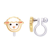 Soft and sweet Lovely Lamb clip-on earrings for kids, designed to be tarnish-resistant and gentle on unpierced earlobes.
