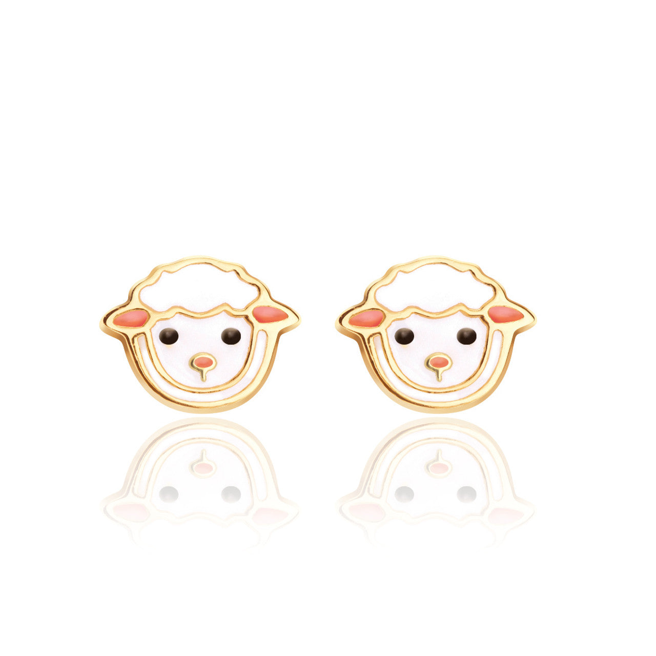 Gentle Lovely Lamb sheep stud earrings for kids, featuring hypoallergenic surgical steel and a secure safety back. A soft and skin-safe jewelry gift for granddaughters with sensitive ears.