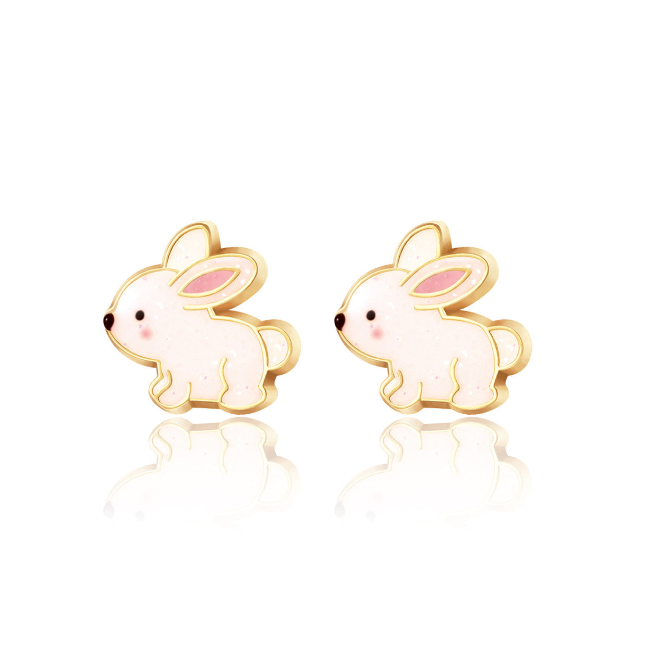 Easter gift glitter rabbit earrings for girls. Hypoallergenic kids earrings and perfect Easter basket stuffer by Girl Nation Canada.