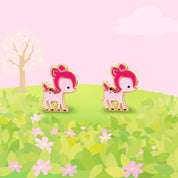 Adorable pink deer stud earrings, the perfect birthday or Easter basket gift for a granddaughter. High-quality, mom-designed jewelry to celebrate her unique style and love for forest animals.