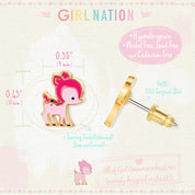 Adorable pink deer stud earrings, the perfect birthday or Easter basket gift for a granddaughter. High-quality, mom-designed jewelry to celebrate her unique style and love for forest animals.