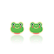 Easter gift cute frog stud earrings for girls. Hypoallergenic kids jewelry and perfect Easter basket stuffer by Girl Nation Canada.