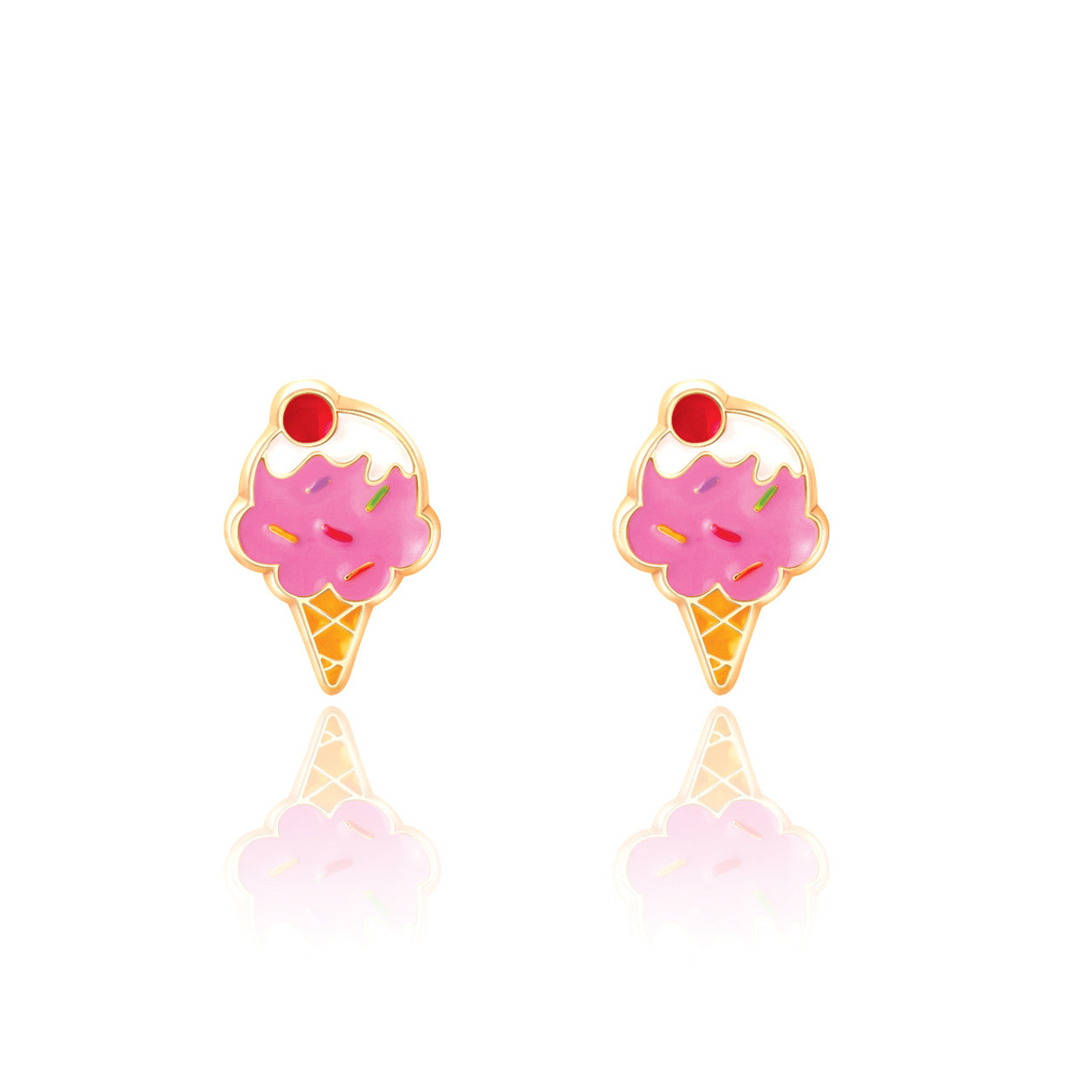 Sweet Ice Cream Dream stud earrings for kids, featuring hypoallergenic surgical steel and a secure safety back. A fun and skin-safe jewelry gift for granddaughters with sensitive ears.