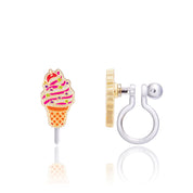 Delicious Ice Cream clip-on earrings for kids, designed with a hypoallergenic finish and a secure, pain-free clip. A delightful gift for sensitive ears.