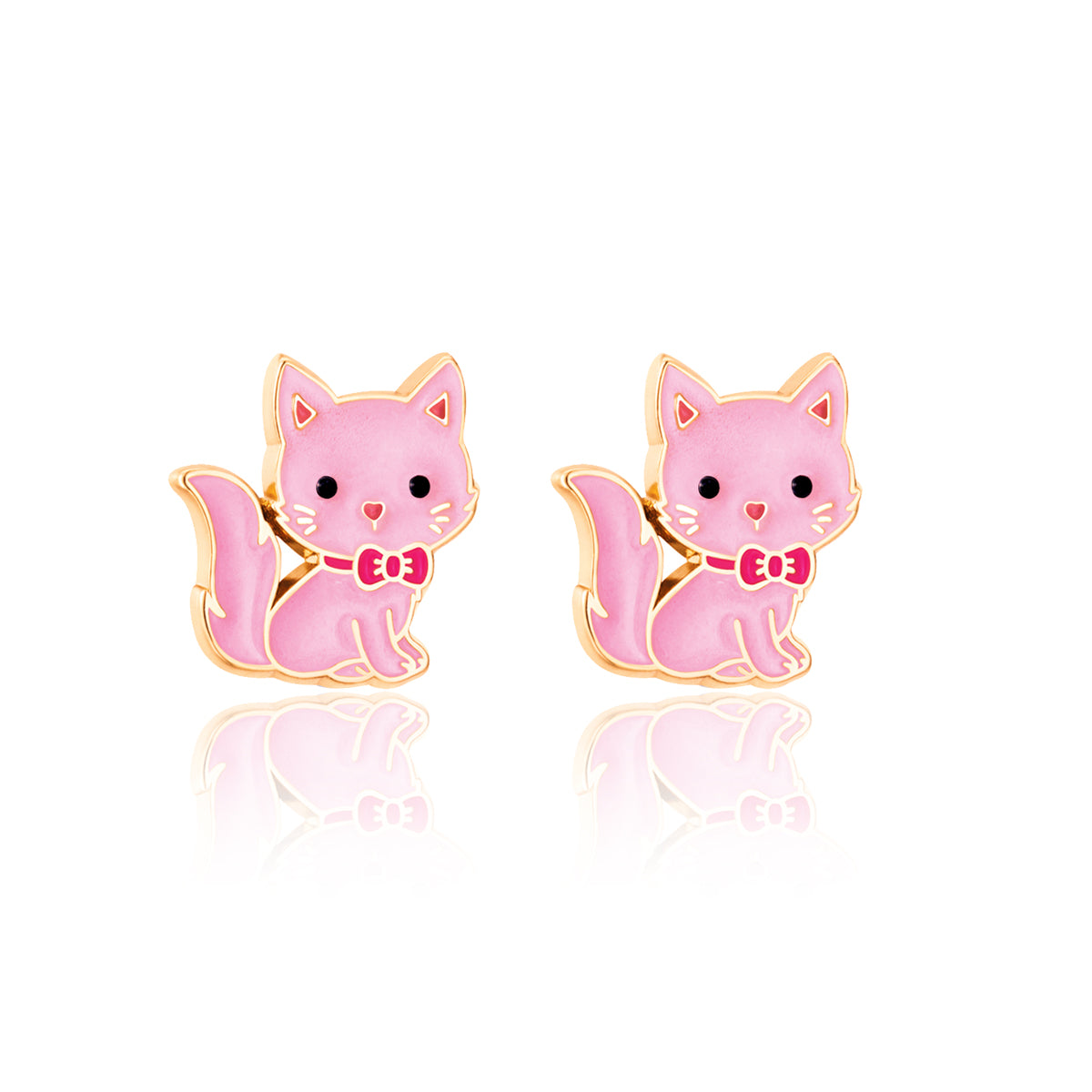 Easter gift pink kitty cat earrings for girls. Hypoallergenic kids earrings and perfect Easter basket stuffer by Girl Nation Canada