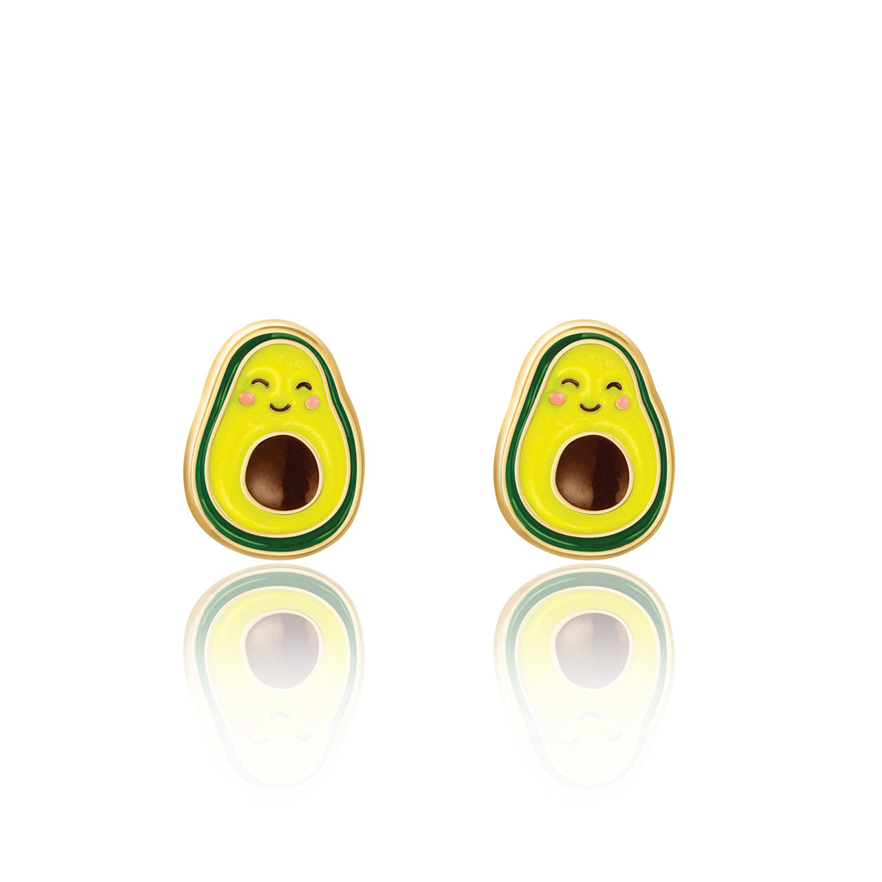 Trendy Avocado fruit stud earrings for kids, featuring a hypoallergenic finish and a secure safety back. A fun and safe jewelry choice that parents trust.