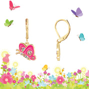 Detailed view of the butterfly leverbacks. Safety-certified and nickel-free, providing high-end style at a great price. Perfect for your daughter's sensitive ears.