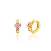 Easter gift pink cross earrings for girls. Hypoallergenic kids jewelry and perfect Easter basket stuffer by Girl Nation Canada.