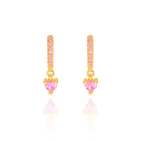 18K Gold Plated Kids Hoop Earrings | Pink Heart Huggie