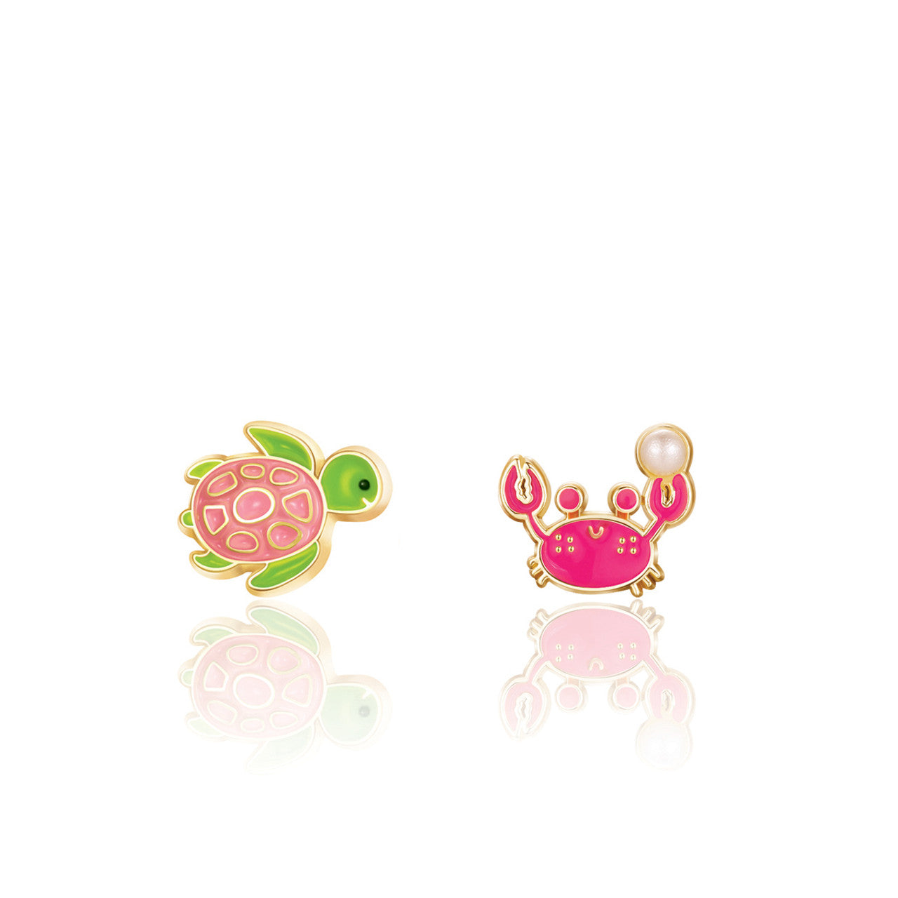 Fun Shell and Starfish ocean-themed stud earrings set for kids, featuring a hypoallergenic and secure-fit safety back. A magical jewelry gift for granddaughters.