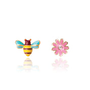 Easter gift honeybee and pink daisy earrings for girls. Hypoallergenic kids jewelry and perfect Easter basket stuffer by Girl Nation Canada.