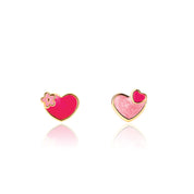 Sweet "Lots of Love" heart-themed stud earrings for kids, a perfect Valentine's Day gift for your daughter. Designed with 316L surgical steel and a secure-fit safety back.