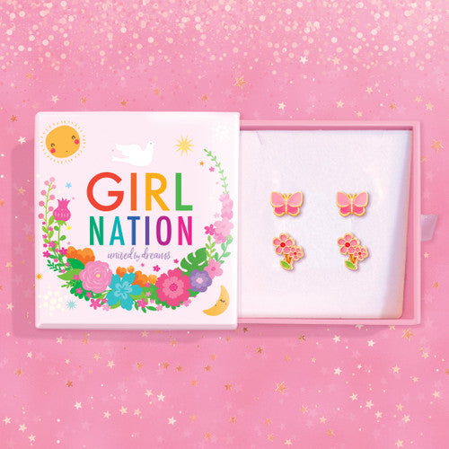Easter gift springtime sweeties stud earrings for girls. Hypoallergenic kids jewelry and perfect Easter basket stuffer by Girl Nation Canada.