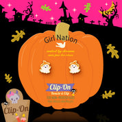 Halloween Kids Clip-on Earrings | Glitter Spooky Ghost