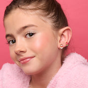 Festive Sweetheart Mitten stud earrings for kids, an ideal Christmas or holiday gift for your granddaughter. Featuring a secure safety back and skin-safe surgical steel.