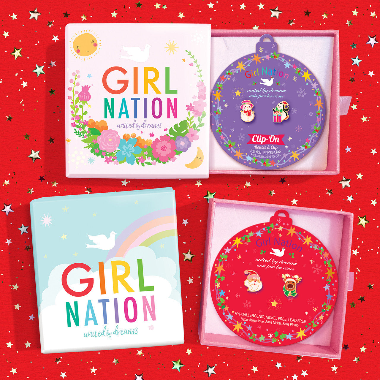 Gift-ready clip-on earrings for kids, beautifully packaged in a premium box with a secure and hypoallergenic design for sensitive ears.