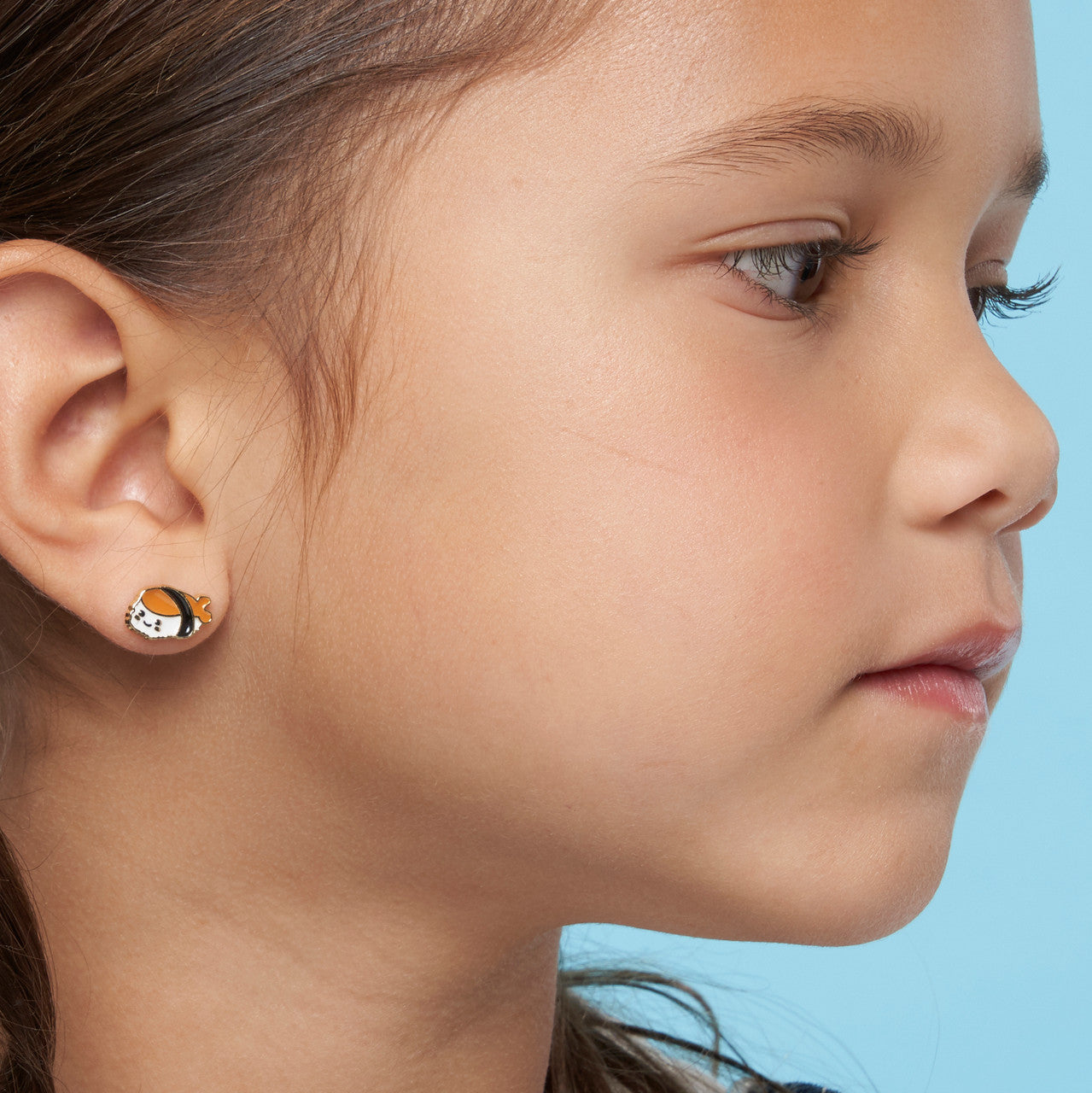 Adorable Sushi Time clip-on earrings for kids, featuring a stay-on secure clip and a lightweight, pain-free design.