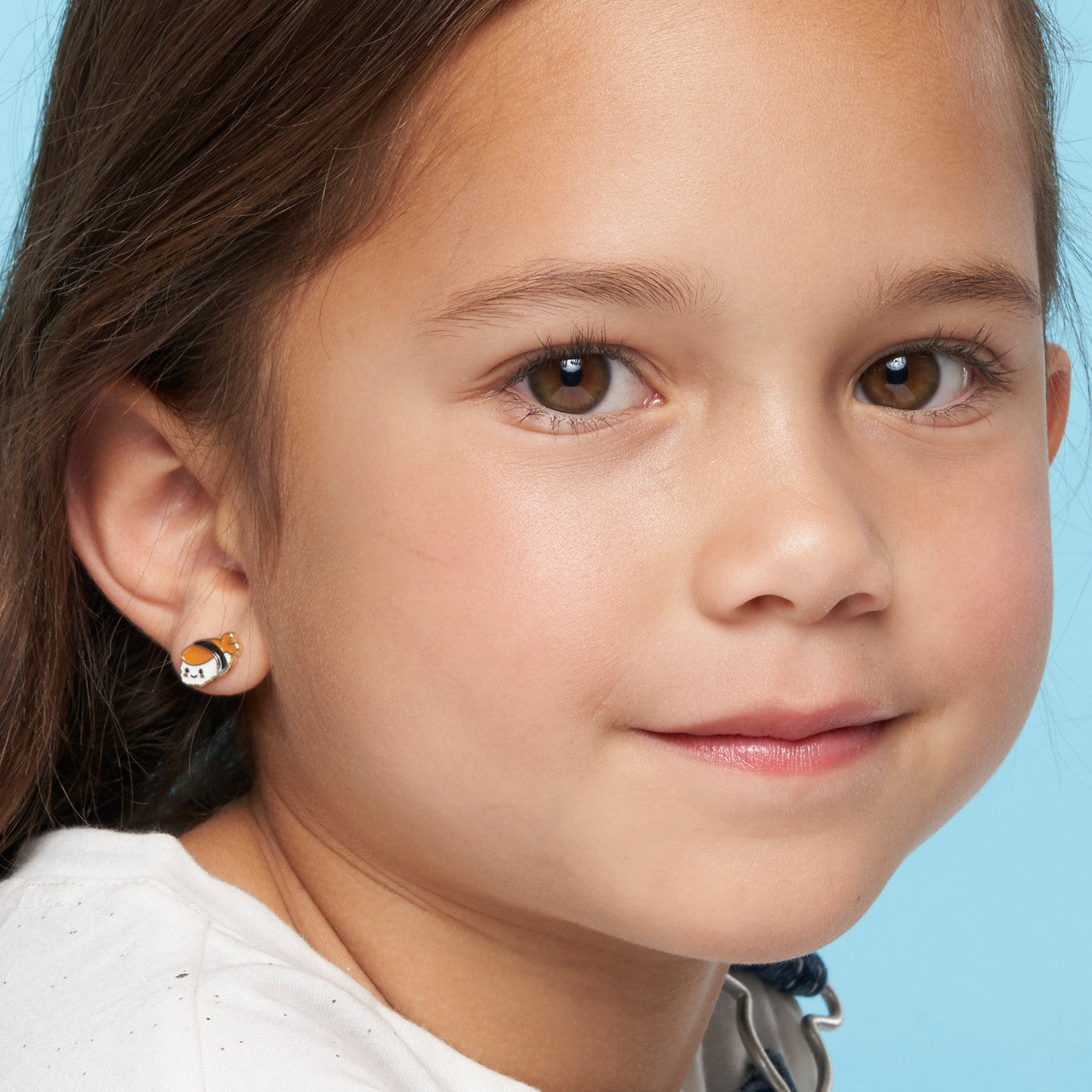 Adorable Sushi Time clip-on earrings for kids, featuring a stay-on secure clip and a lightweight, pain-free design.