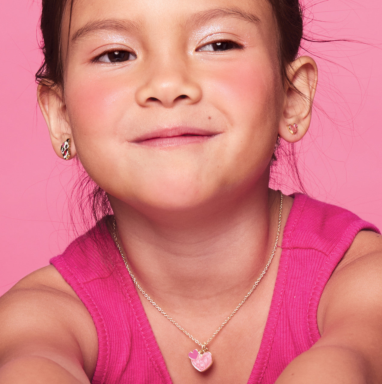 Lovely Heart 2 Heart necklace for kids, perfect for a Valentine's Day gift for your granddaughter. Features a lightweight chain and skin-safe materials.