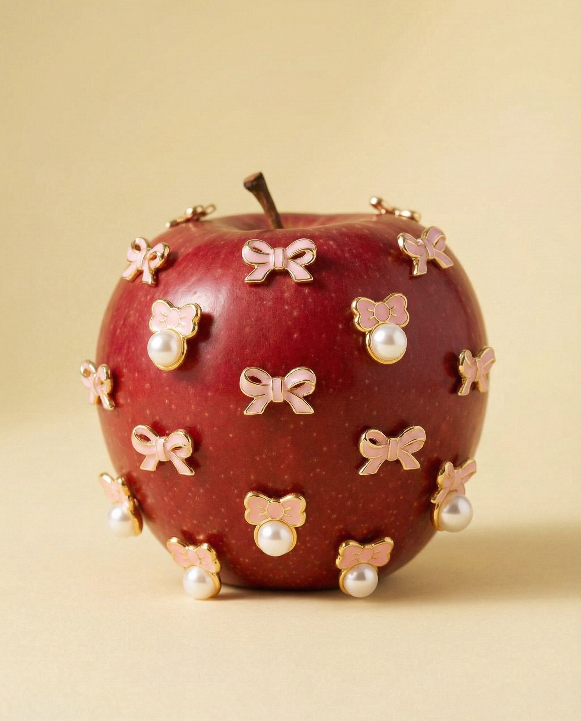 Detailed view of the Pretty Pink Bow earrings showing smooth pink enamel and gold-toned outlines. A charming accessory for dance recitals, back-to-school outfits, or as premium party favors for little girls across Canada.