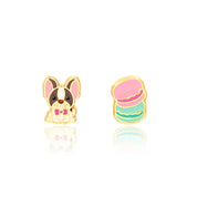 The Perfect Pair | French Bulldog & Macaron Earrings