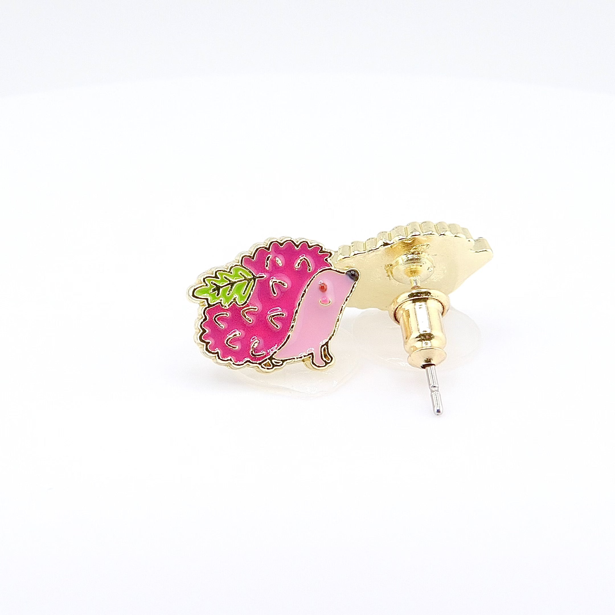 Kids Hypoallergenic Stud Earrings | Easter Prickly Pink Hedgehog